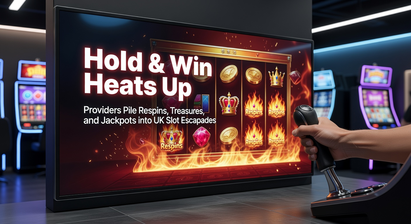 Dynamic close-up of a Hold & Win bonus round with treasure coins stacking, jackpot tiers glowing, and respin counters ticking down amid explosive animations