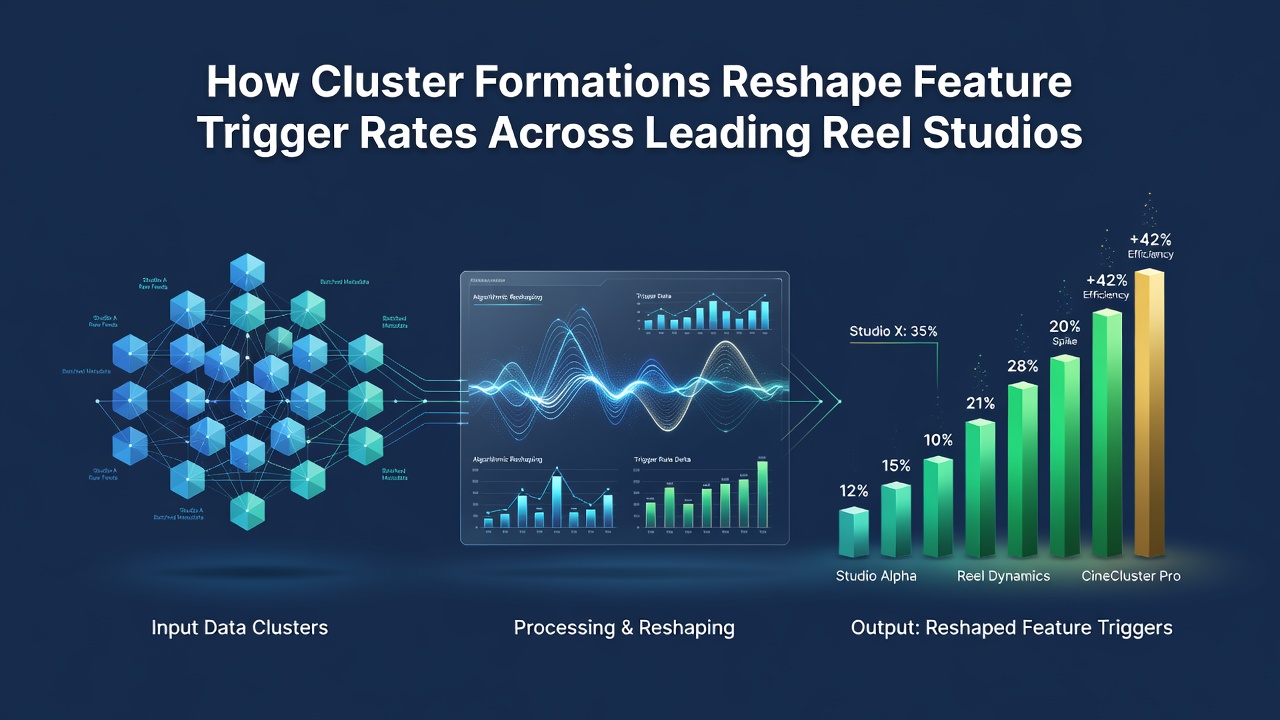 Side-by-side comparison of cluster trigger statistics across three leading reel studios with highlighted rate changes