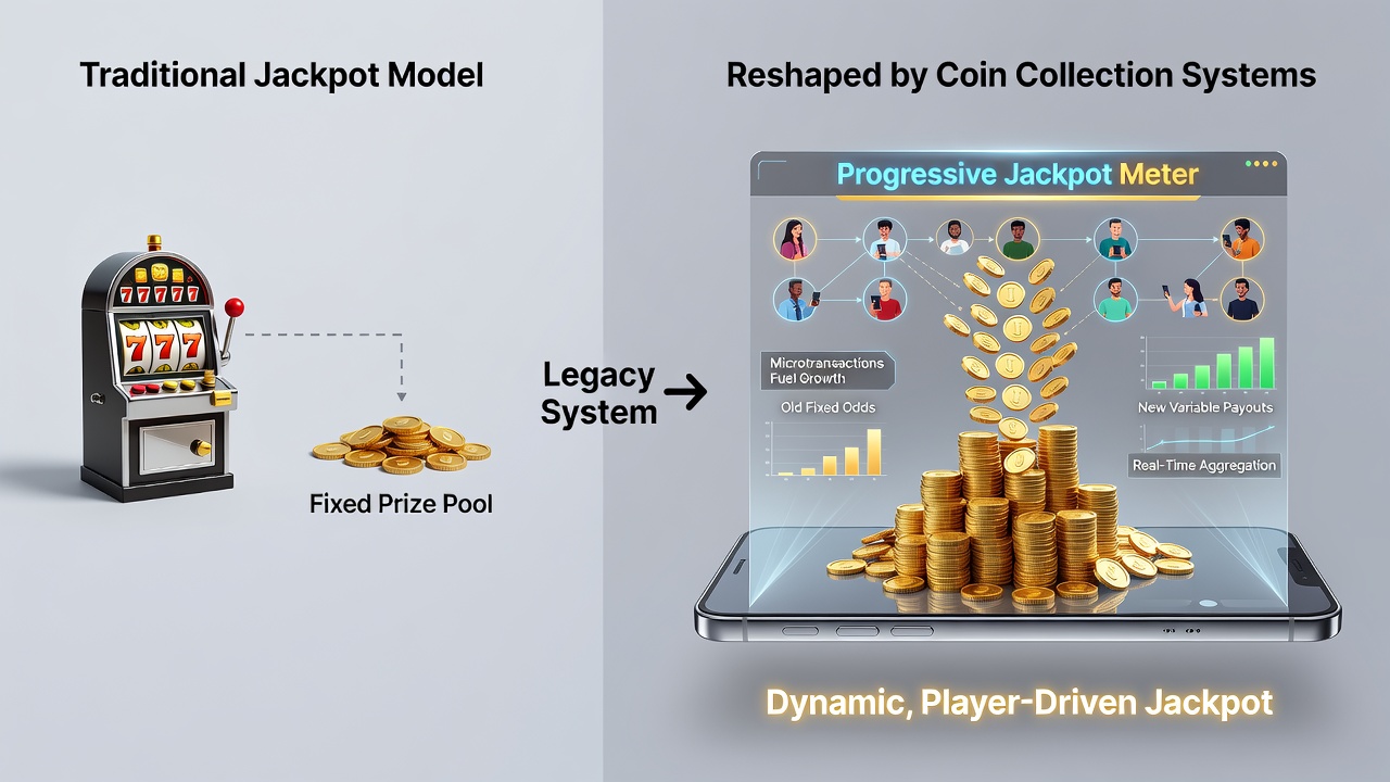 Close-up of coin collection bonus round showing locked symbols contributing to multi-tier jackpot meters on a smartphone screen