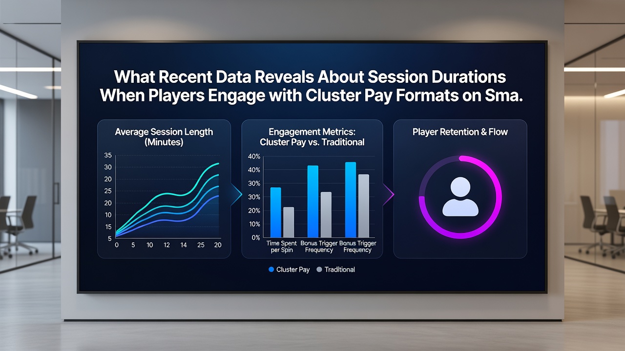 Analytics dashboard screenshot illustrating session length graphs for cluster pay mobile games versus traditional formats